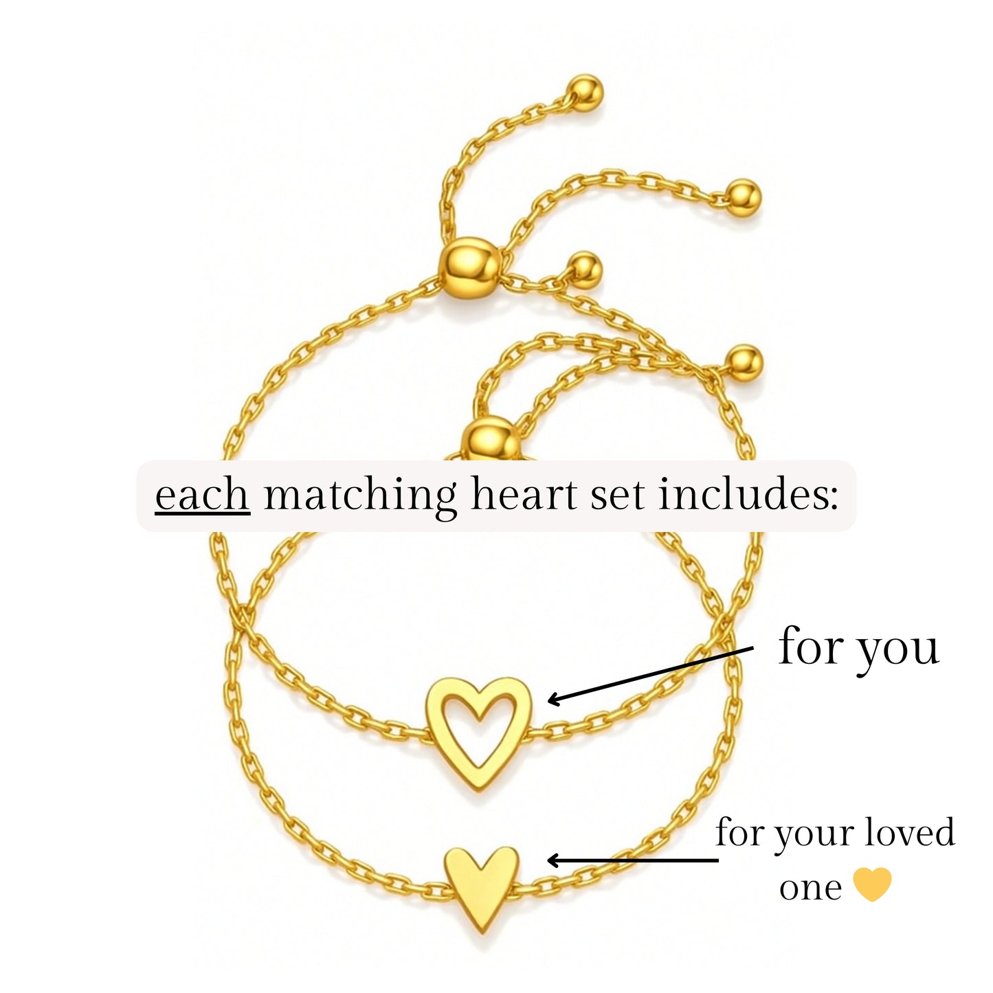 The Heart Link Matching Bracelet Set