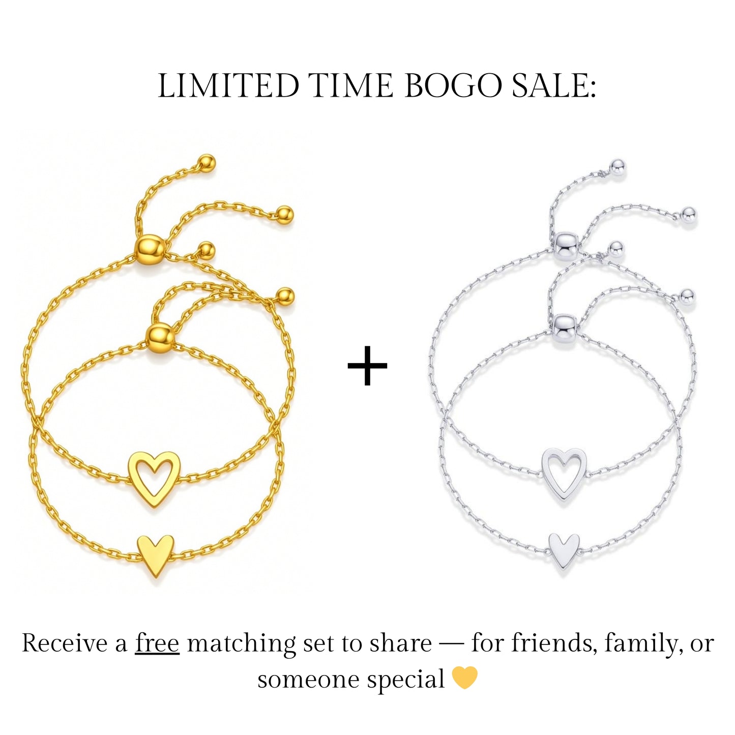 The Heart Link Matching Bracelet Set