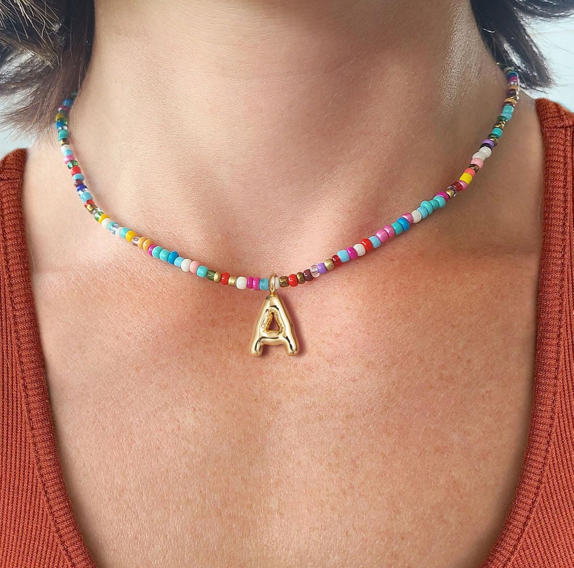 14K Gold Bubble Letter Necklace