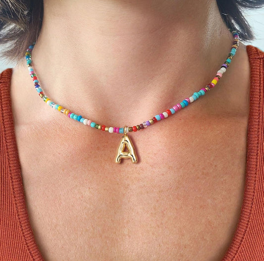 14K Gold Bubble Letter Necklace